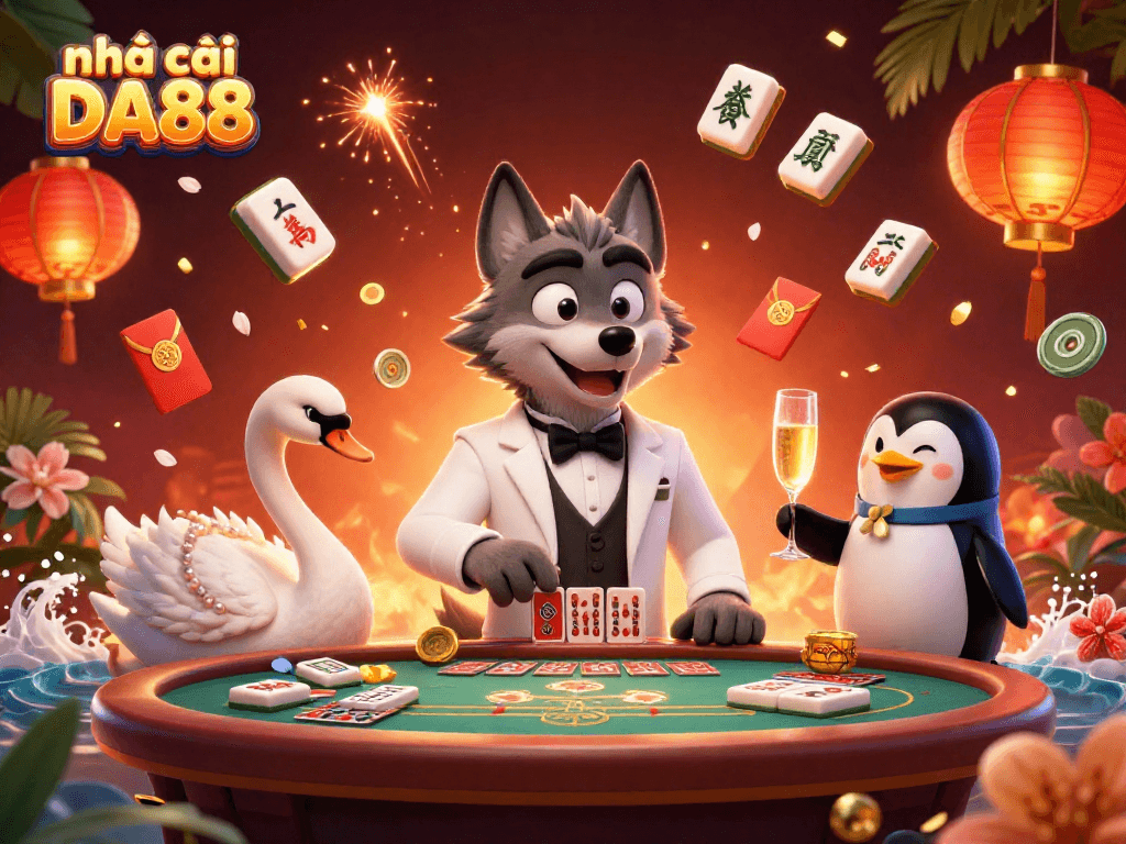 Engage with thrilling baccarat at nhà cái DA88, alongside an elegant swan and sophisticated penguin.