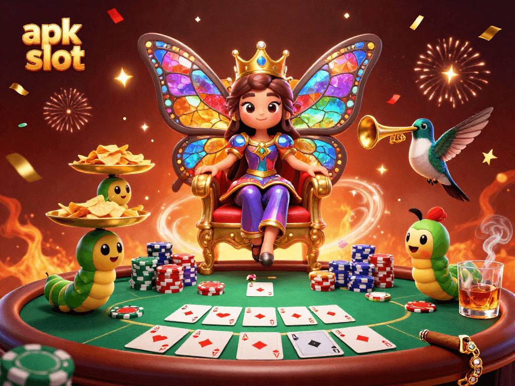 Bermain apk slot dengan pengalaman menyenangkan di V21, dikelilingi elemen kasino menarik.