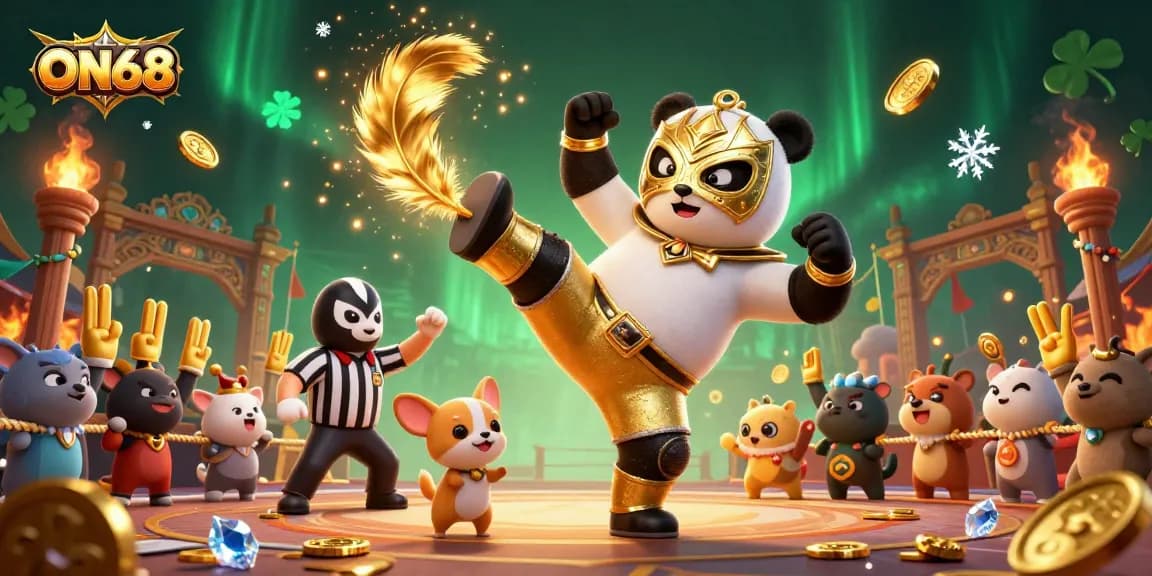 Join ON68 for thrilling panda wrestling in an exciting casino atmosphere!