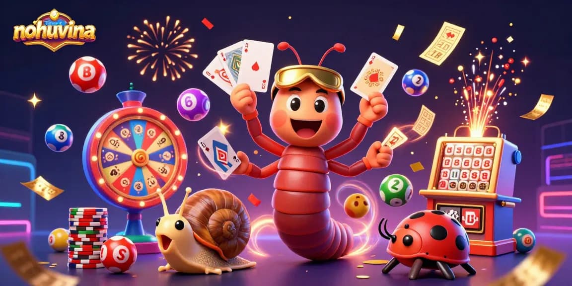 Join the excitement with nohuvina as colorful lottery elements and dynamic characters bring the casino to life.
