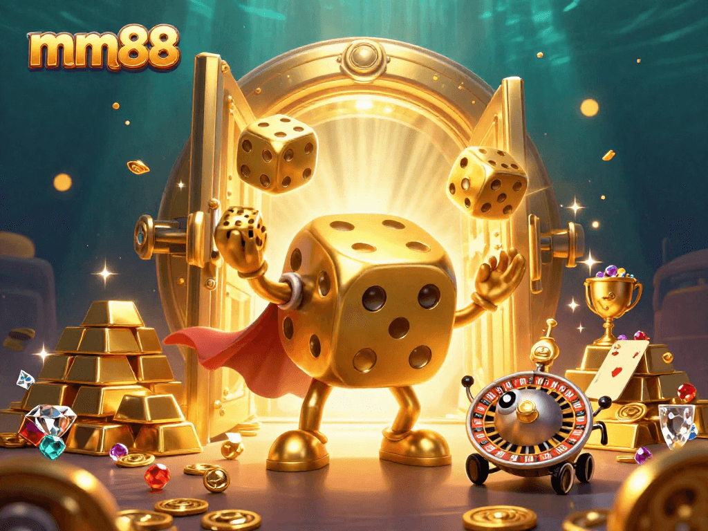 Experience thrilling gameplay at mm88 with vibrant casino characters and sparkling treasure!