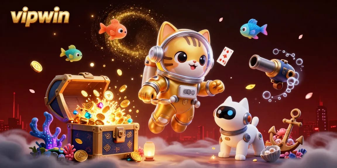 Experience thrilling gaming with vipwin in this vibrant space-themed casino scene!