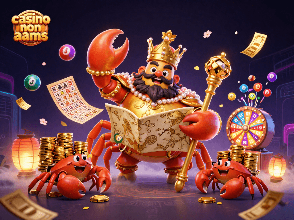 Gioca al casino non aams con il granchio imperatore in un'illustrazione vivace e ricca di dettagli.