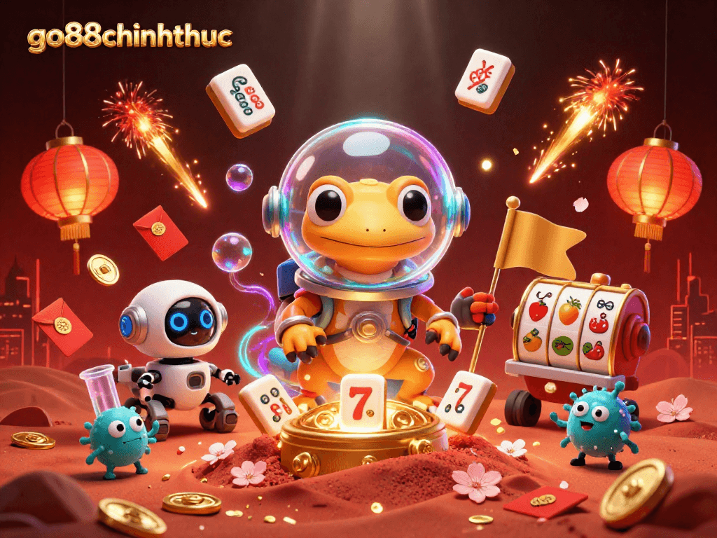 Experience thrilling wins with go88chinhthuc in a vibrant 3D casino scene featuring Martian characters.