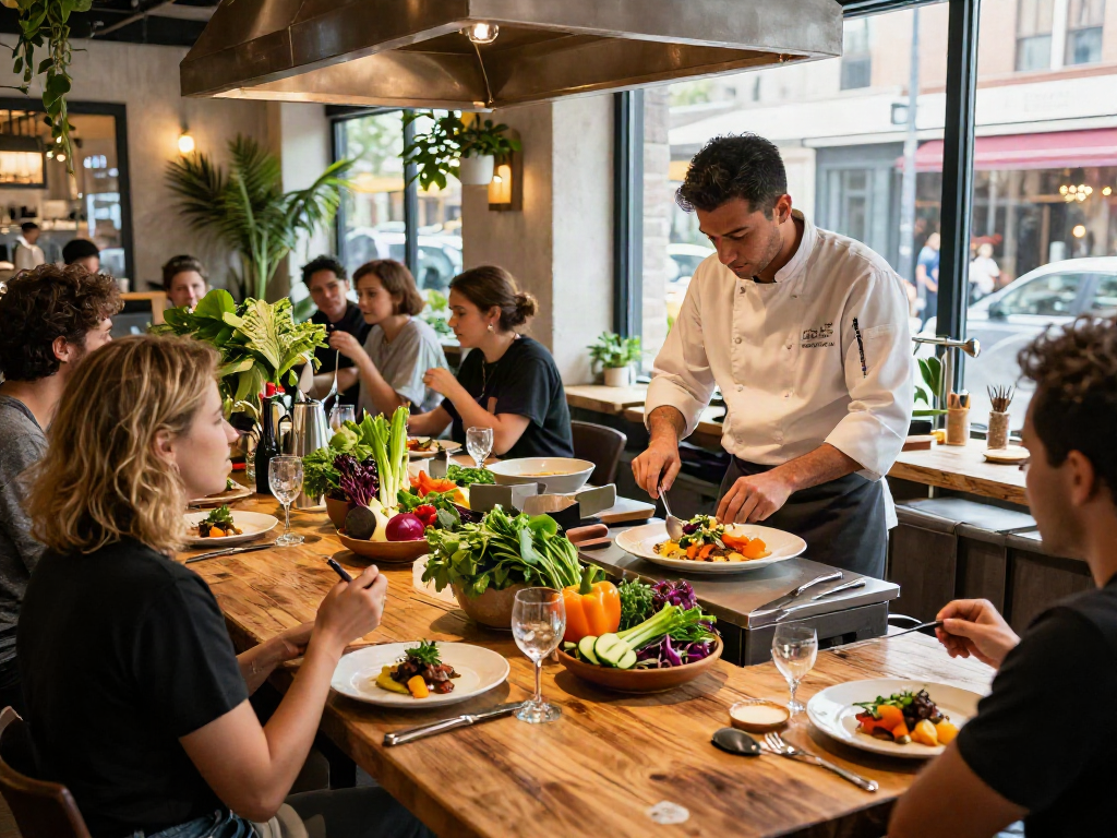Authentic kebuntoto dining experience in a vibrant restaurant kitchen.