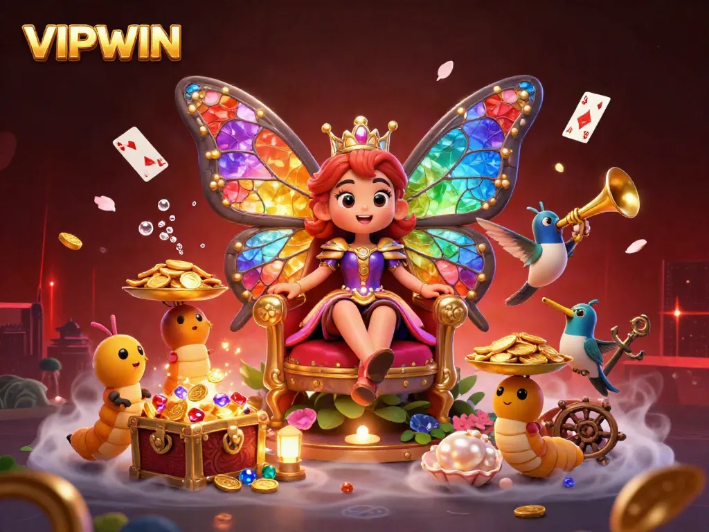 Experience VIPWIN through vibrant 3D illustration with captivating casino-themed elements.