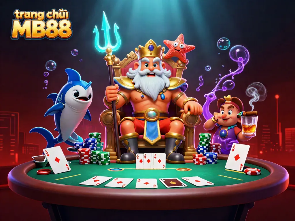 Engage in thrilling fun at trang chủ MB88 with vibrant casino characters and rich poker elements.