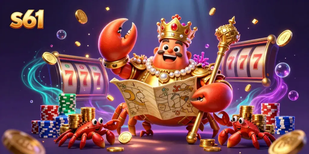 Experience thrilling wins with s61 in this vibrant online casino scene featuring golden crab emperor.