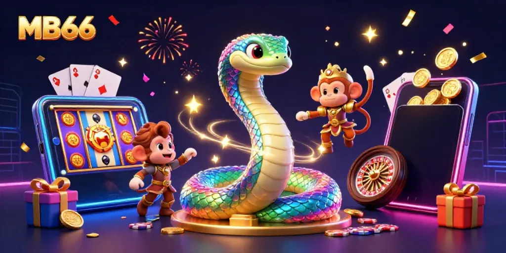 Experience thrilling gameplay with MB66, featuring vibrant 3D characters and dynamic casino elements.