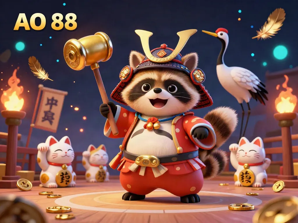 Experience the excitement of AO 88 with cheerful characters celebrating in a vibrant casino-themed illustration.