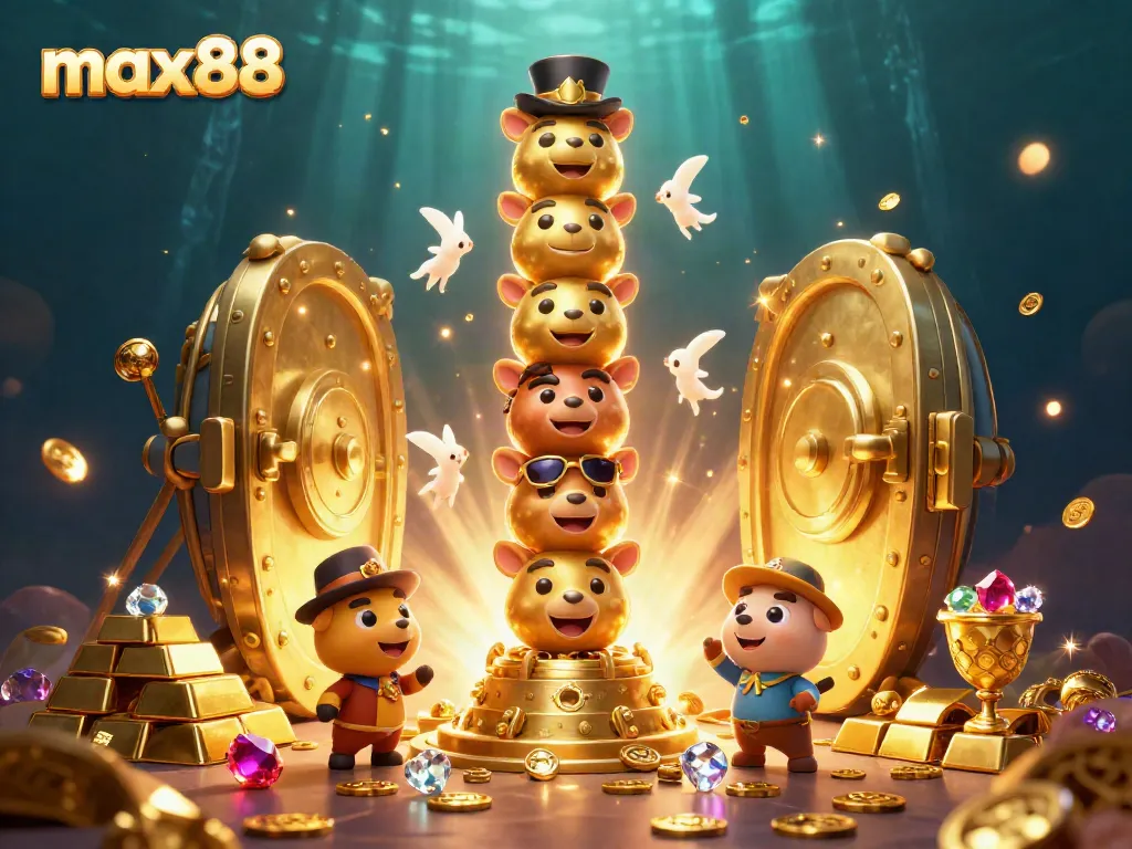 Experience dynamic fun at max88 with golden treasures, a totem pole, and animated spirit wisps.