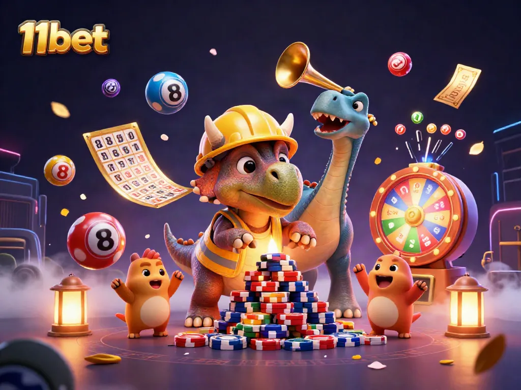 Join the excitement of 11bet with a vibrant casino-themed illustration celebrating gaming wins.