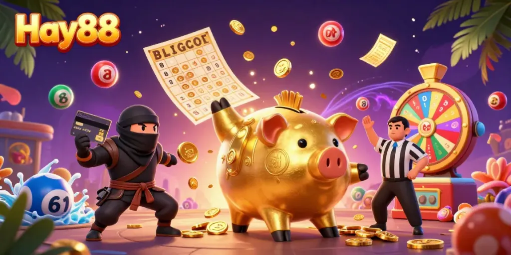 Engage in thrilling gameplay with Hay88 featuring lively characters and vibrant casino elements