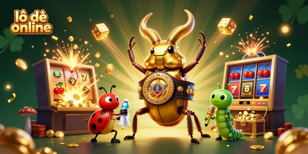 Experience vibrant lô đề online action with a dynamic illustration showcasing a gaming scene filled with vibrant characters and casino elements.