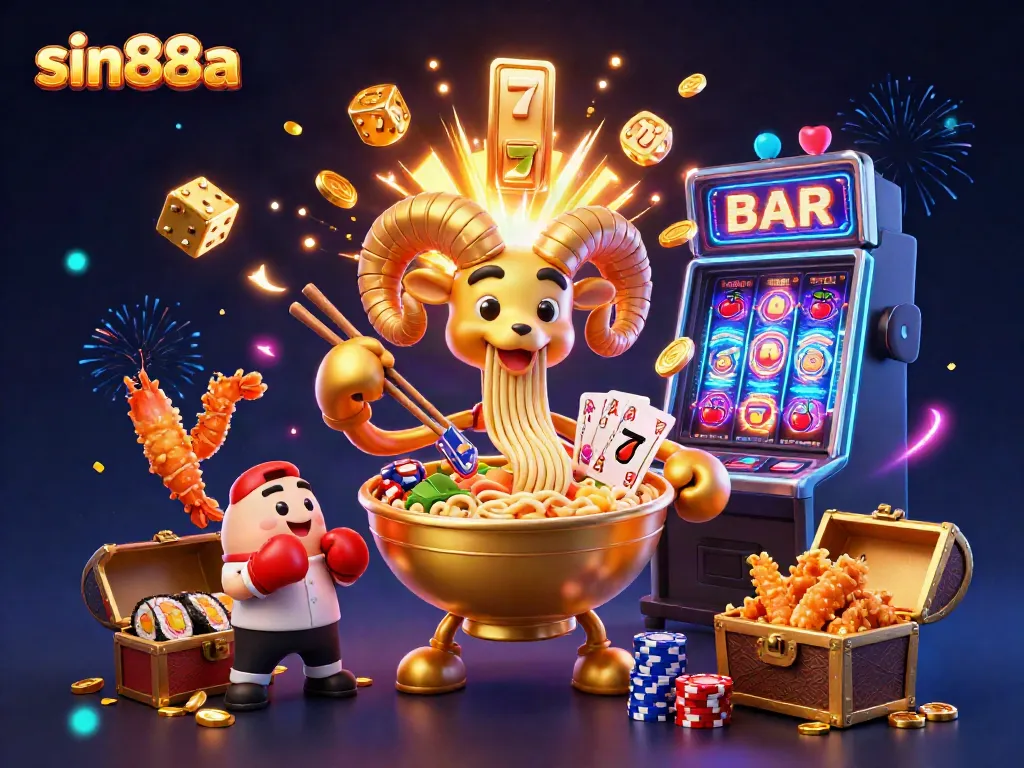 Experience the excitement of sin88a with dynamic 3D characters dealing cards and stacking chips in a vibrant casino setting.