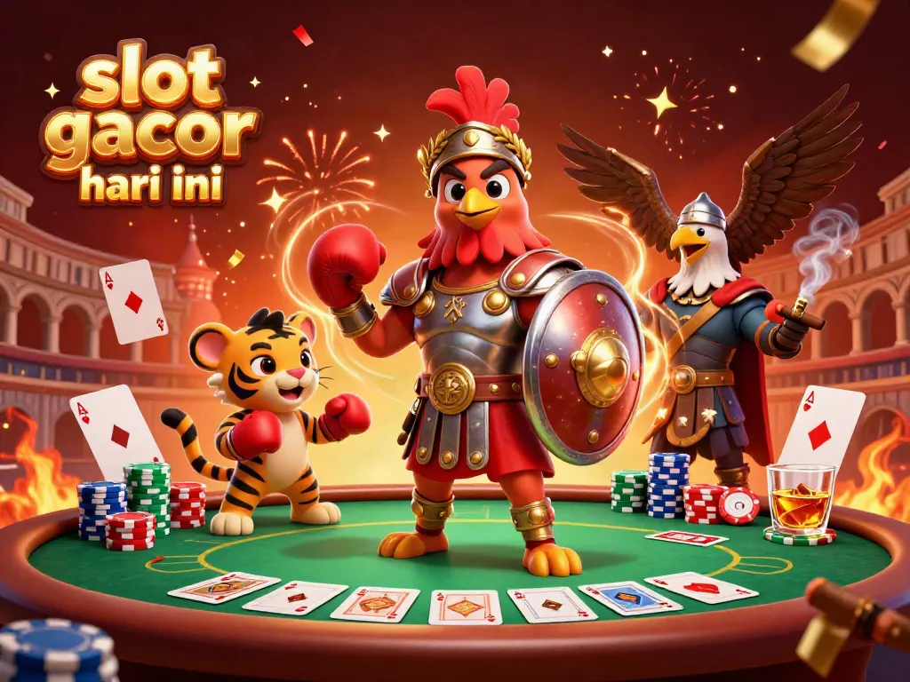 Experience excitement with slot gacor hari ini in a vibrant 3D casino scene.