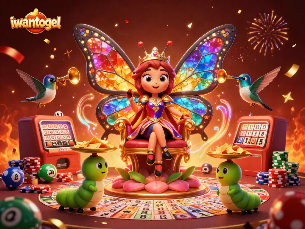 Experience iwantogel thrills with vibrant lottery elements in a celebratory 3D casino scene