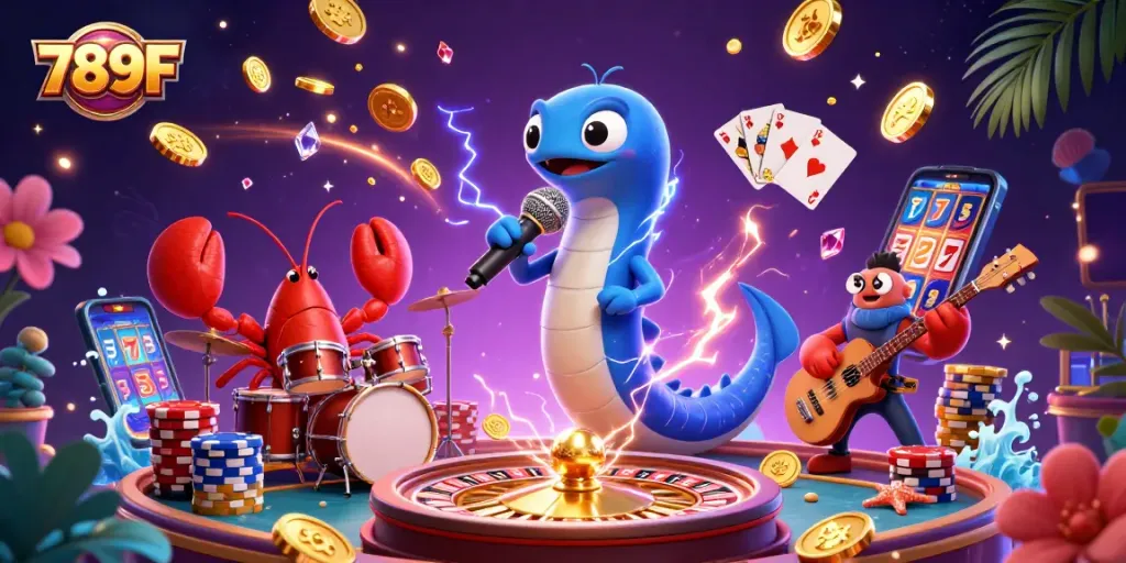 Experience the excitement at 789F with colorful characters performing in an underwater casino.