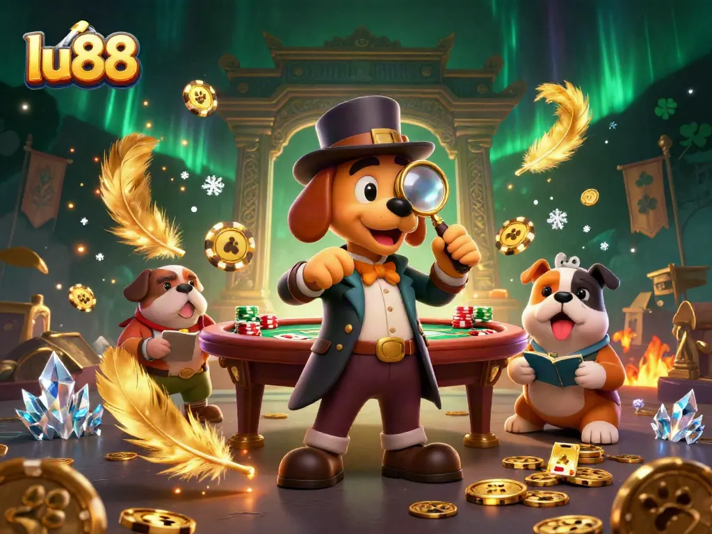 Experience the excitement of lu88 with a detailed scene of poker and gambling investigation.