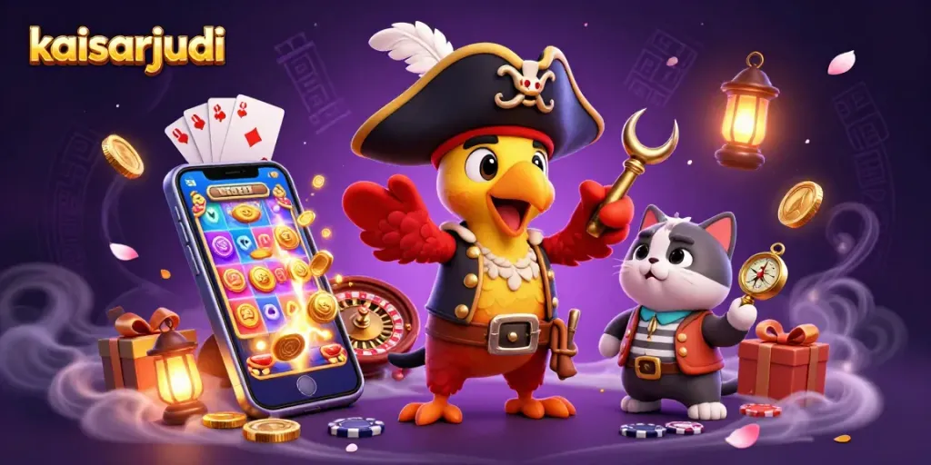 Engage with kaisarjudi's thrilling pirate-themed casino adventure featuring vibrant 3D illustrations.