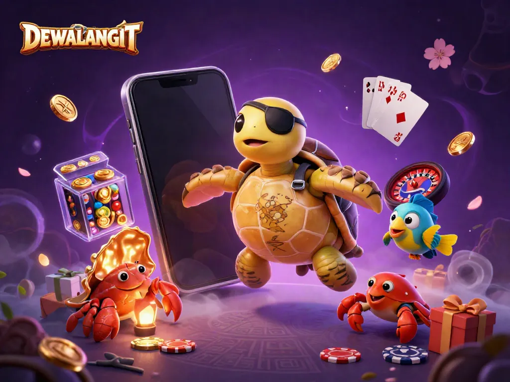 Menangkan hadiah besar dengan DEWALANGIT melalui ilustrasi kartun 3D tentang kasino.