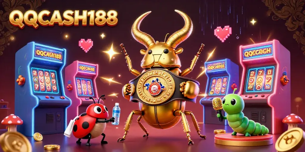 Engage in thrilling visual excitement with QQCASH188's vibrant casino-themed 3D illustration.