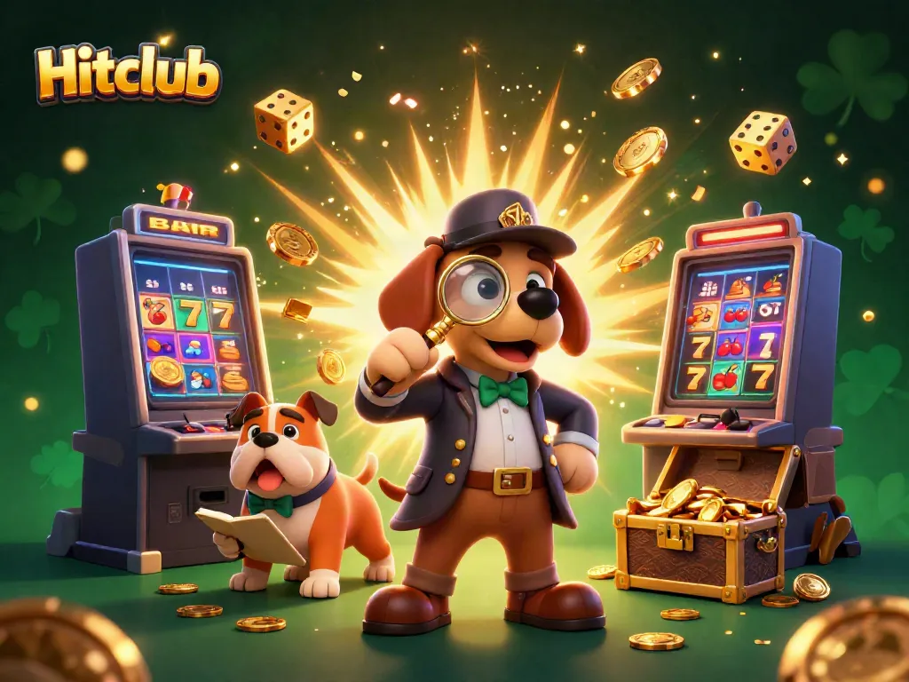 Experience thrilling gameplay at Hitclub with cartoon detectives finding treasure among casino elements.