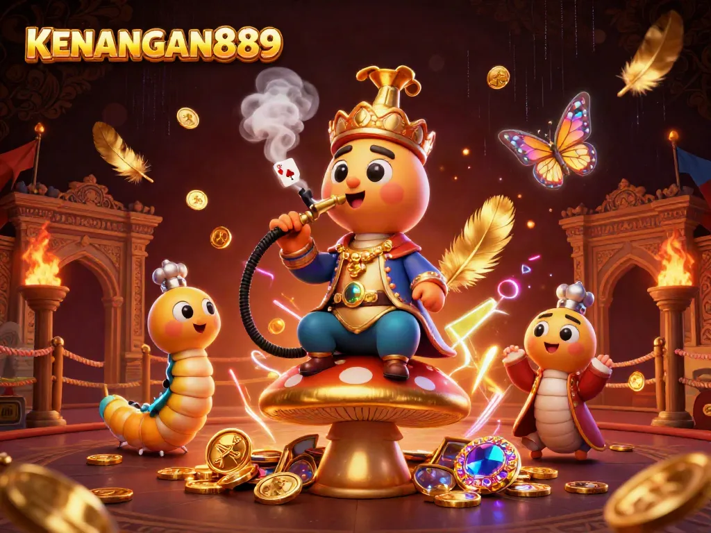 Experience KENANGAN889's thrilling casino atmosphere with vibrant 3D illustrations of games and action.