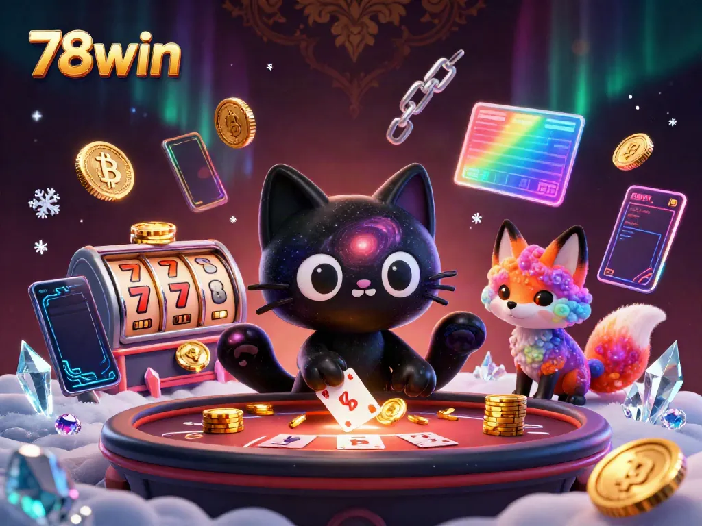 Experience the excitement at 78win's cosmic casino with unique characters and vibrant gaming elements.