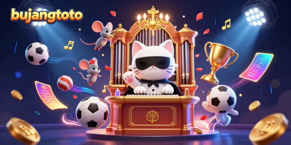 Experience the thrill of bujangtoto with a dynamic casino scene showcasing exciting betting activities and playful characters.