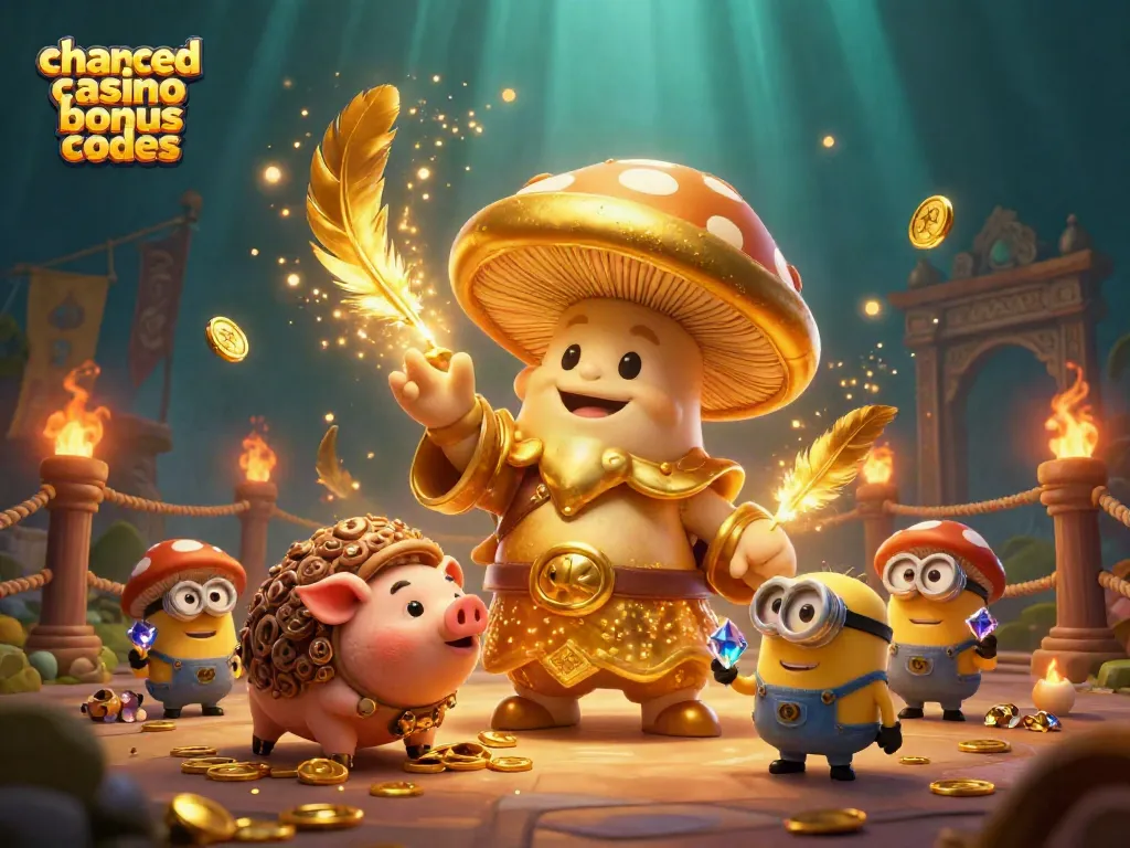 Engage with chanced casino bonus codes to unlock treasure in a vibrant 3D casino scene.