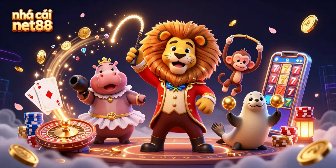 Experience the thrills with nhà cái net88 as characters bring the casino to life in a vivid 3D illustration.