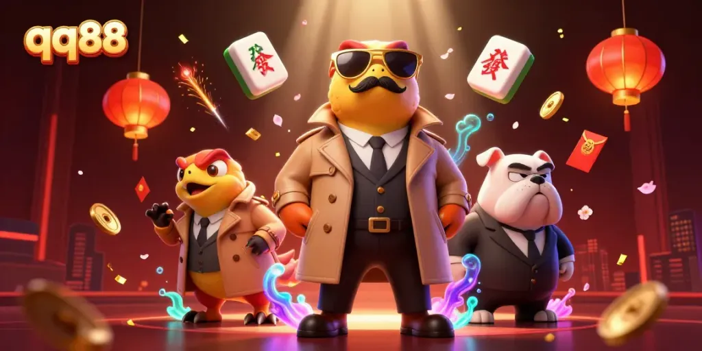 Engage with the dynamic qq88 casino scene featuring raptors in disguise at a VIP lounge.