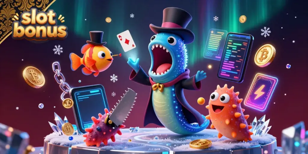 Experience the excitement of slot bonuses with this vibrant 3D illustration featuring underwater magic characters.