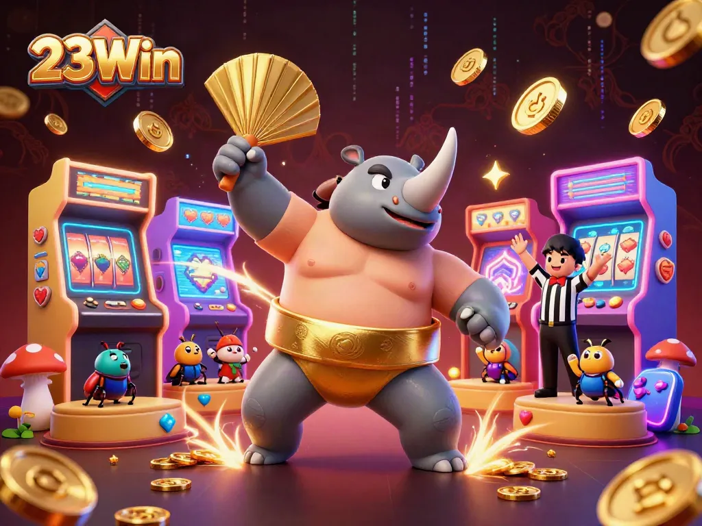 Experience dynamic gaming action with 23Win as the beetle champion stomp sends coins flying.