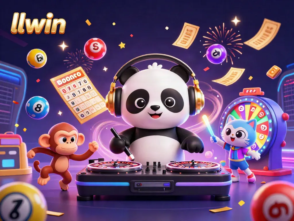 Experience thrills with llwin's animated DJ panda, electrifying prizes, and vibrant carnival atmosphere.