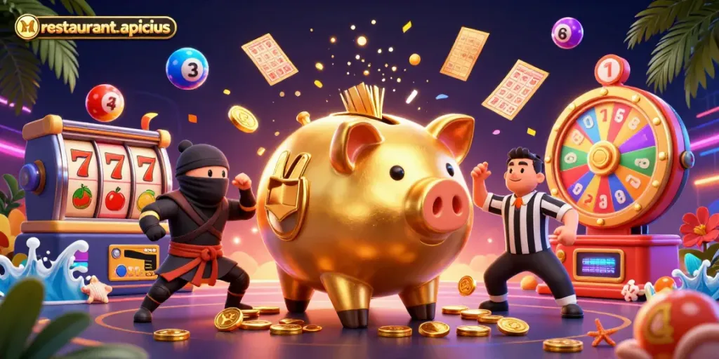 Engage in thrilling gameplay at restaurant-apicius with our lively casino-themed illustration.