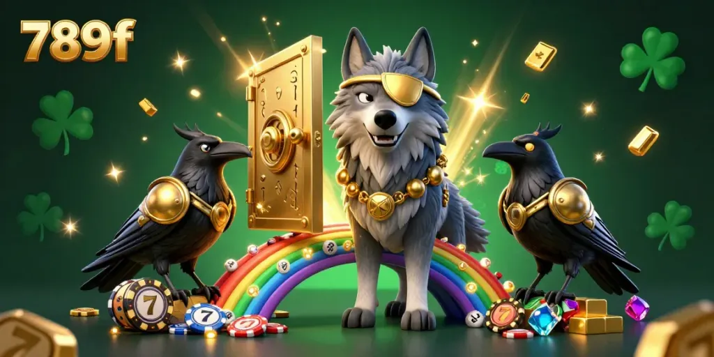 Experience the thrilling features of 789f with a dynamic Norse-style casino scene filled with gold and treasures.