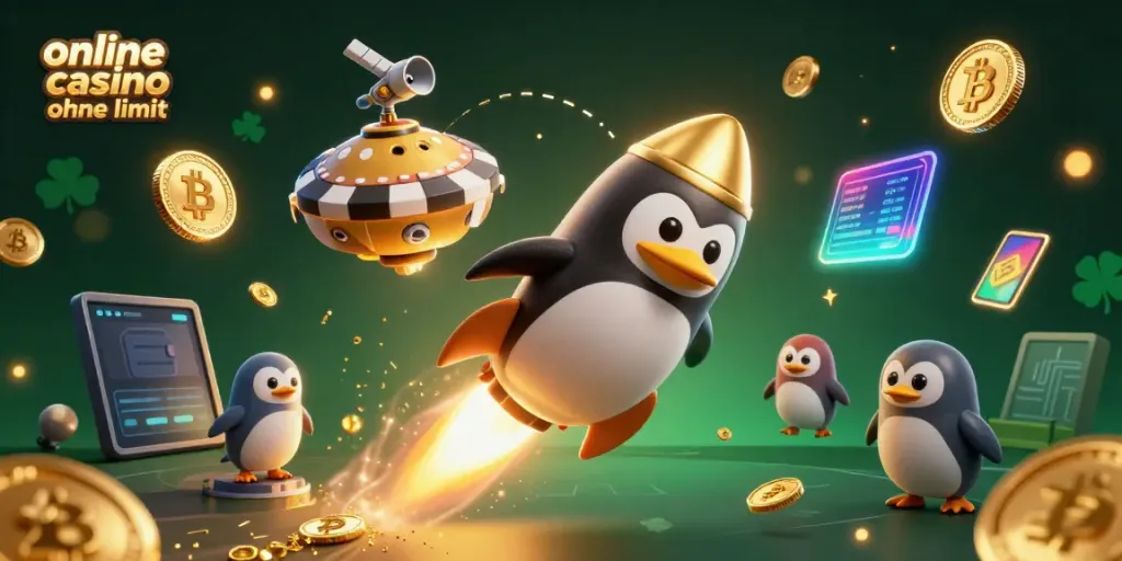 Experience the thrill of online casino ohne limit with a golden penguin rocket!