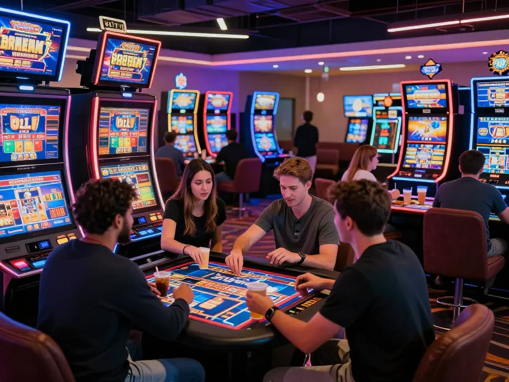 Online casinos that accept credit cards showcased in a vibrant virtual casino scene with players enjoying various games.