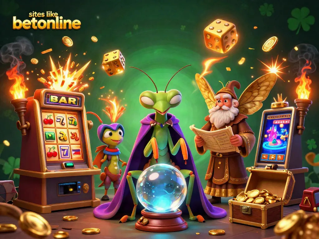 Experience exciting gaming action at sites like betonline, featuring a colorful casino scene with vibrant characters.