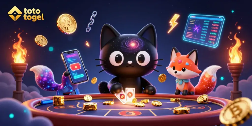 Menyajikan pengalaman bermain toto togel dengan kucing lubang hitam dan rubah nebula di kasino kosmik yang penuh warna.