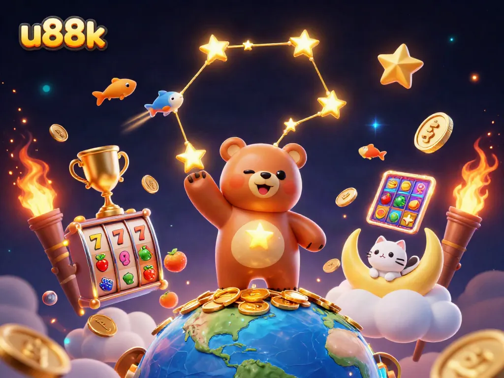 Engage with u88k as the constellation bear scoops coins while enjoying thrilling slot games