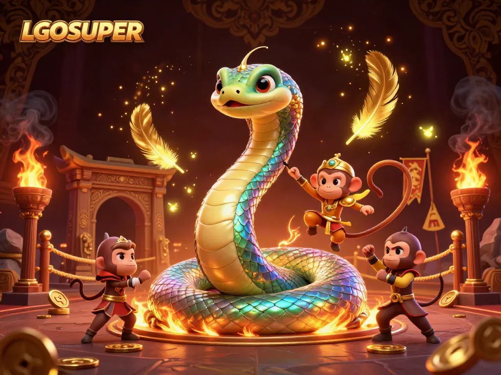 Experience exciting gameplay at LGOSUPER with colorful characters amidst coins and action.