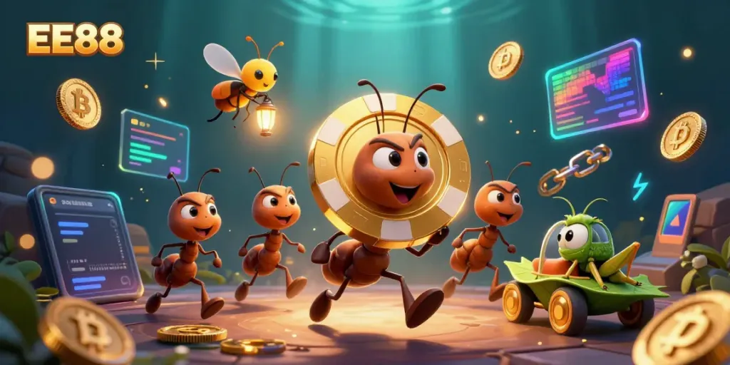 Engage in thrilling casino heists with EE88's 3D cartoon adventure featuring dynamic characters and crypto elements.