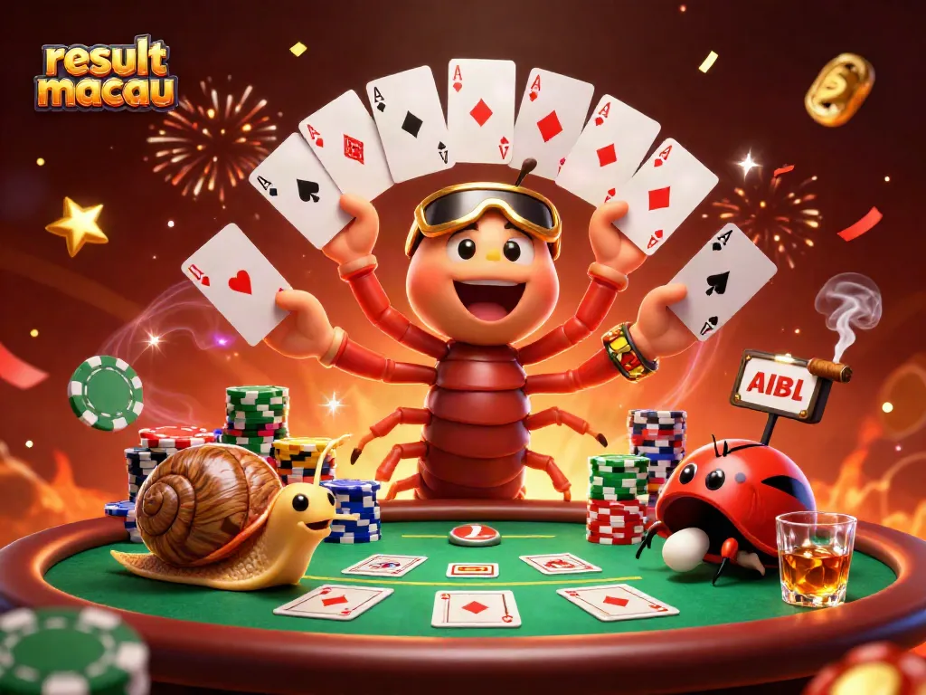 Engage in exciting result macau casino action with a vibrant game scene featuring playful cartoon characters.