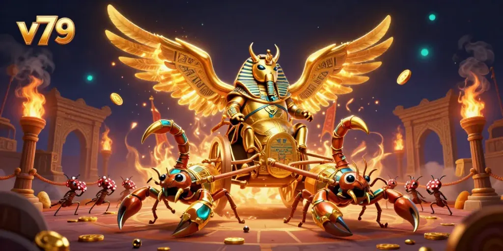 Experience thrilling gameplay at v79 featuring a grand illustration with stunning gold elements and casino themes.