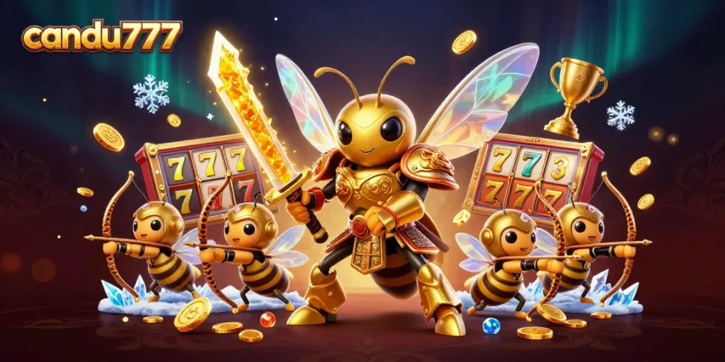 Menangkan jackpot dengan candu777 dalam ilustrasi kasino 3D yang penuh warna dan detail.