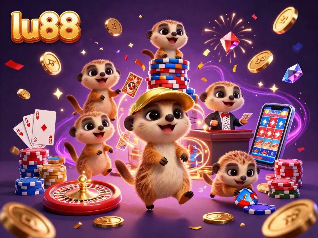 Players enjoy vibrant casino action at lu88 with engaging meerkat characters and dynamic gaming elements.
