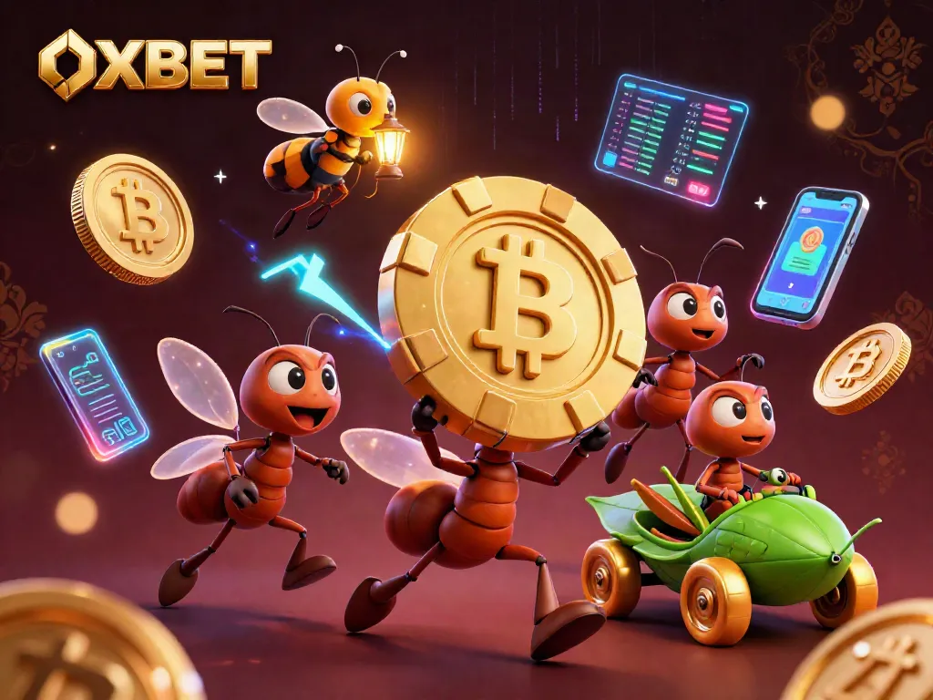Compete and win with OXBET in a vibrant 3D casino environment filled with animated gaming elements.